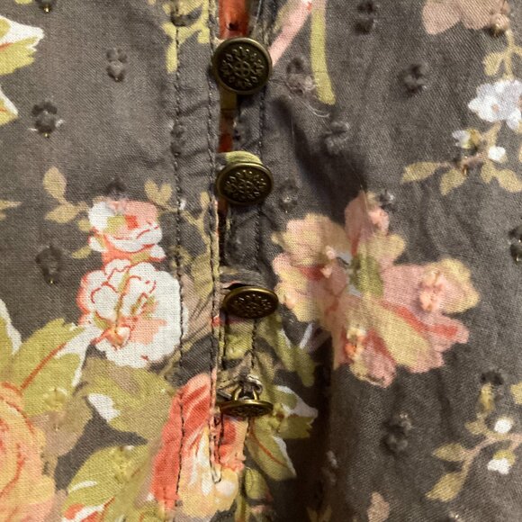 Anthropologie Floral Pattern Blouse with Ruched Cuffs, buttons size small - Picture 2 of 10